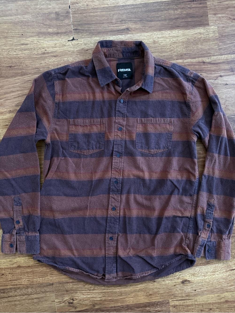RSQ Orange and Burgundy Striped Men’s Button-Down Shirt